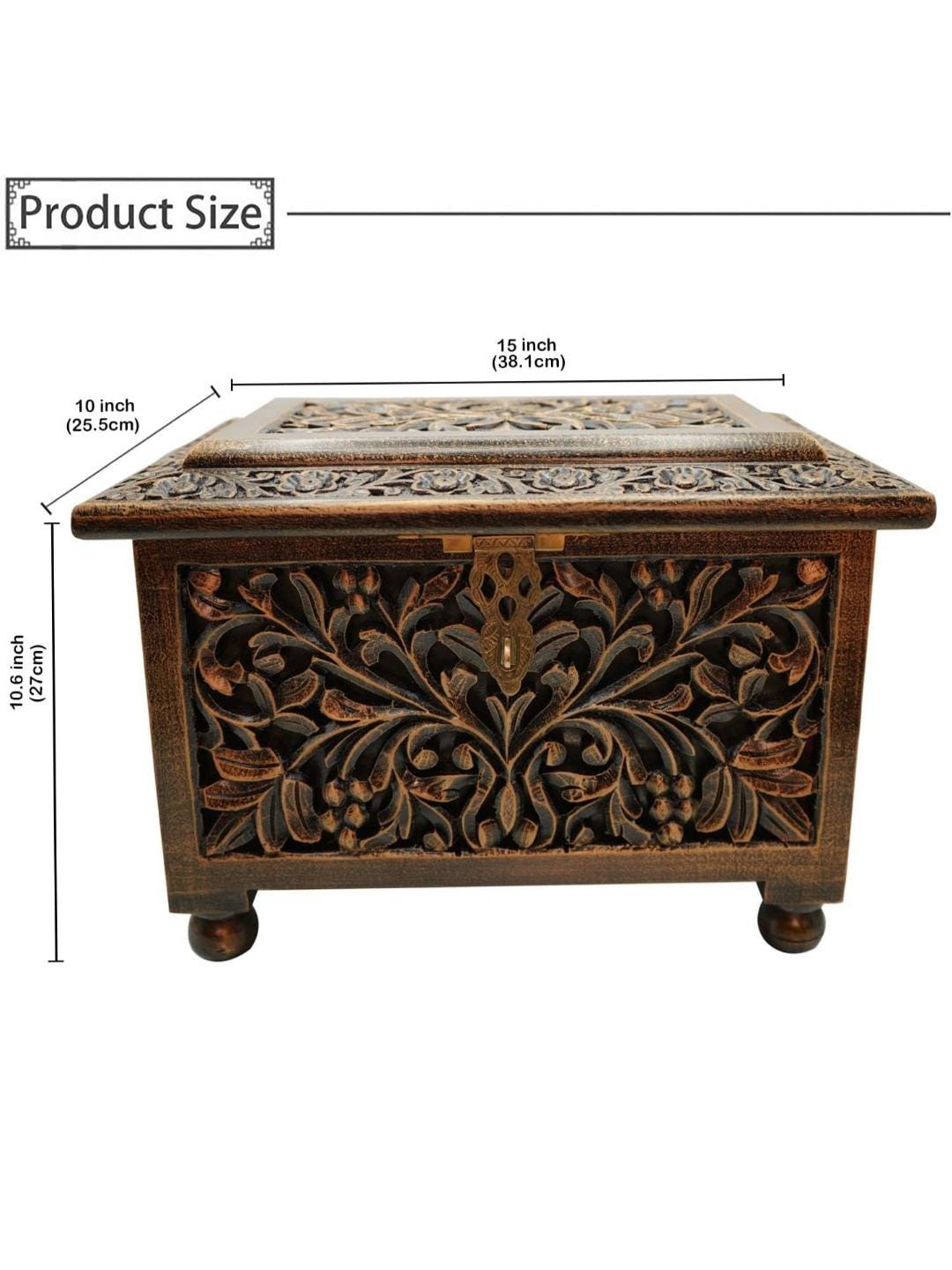 Handcrafted Wooden Jewelry Box | Traditional Indian Carved Trinket Organizer