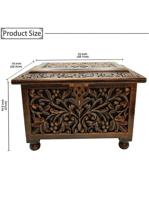Handcrafted Wooden Jewelry Box | Traditional Indian Carved Trinket Organizer