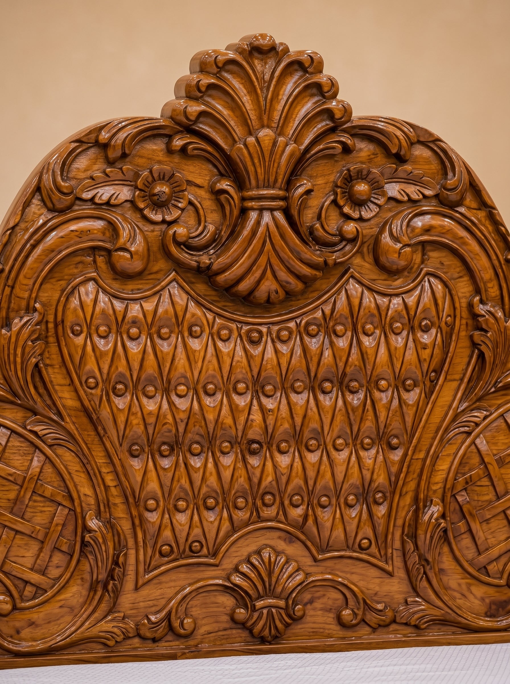 TIMBERCRAFTIN | Handcrafted Pure Teak Wood King Size Bed | Full Hand Carving | Zero CNC | Saharanpur |Diamond Weave|