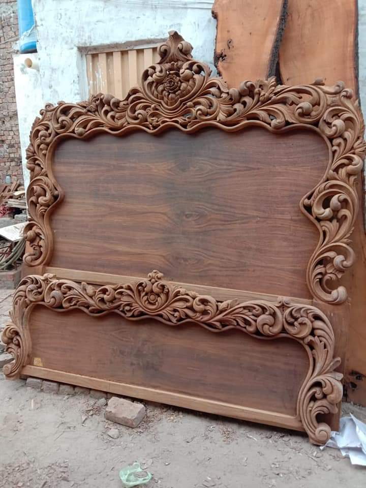 TIMBERCRAFTIN | "Imperial Lotus Throne" | Handcrafted Pure Teak Wood King Size Bed | Heavy All-Over Carving | Zero CNC | Saharanpur | Wedding Gift | 74x84x80