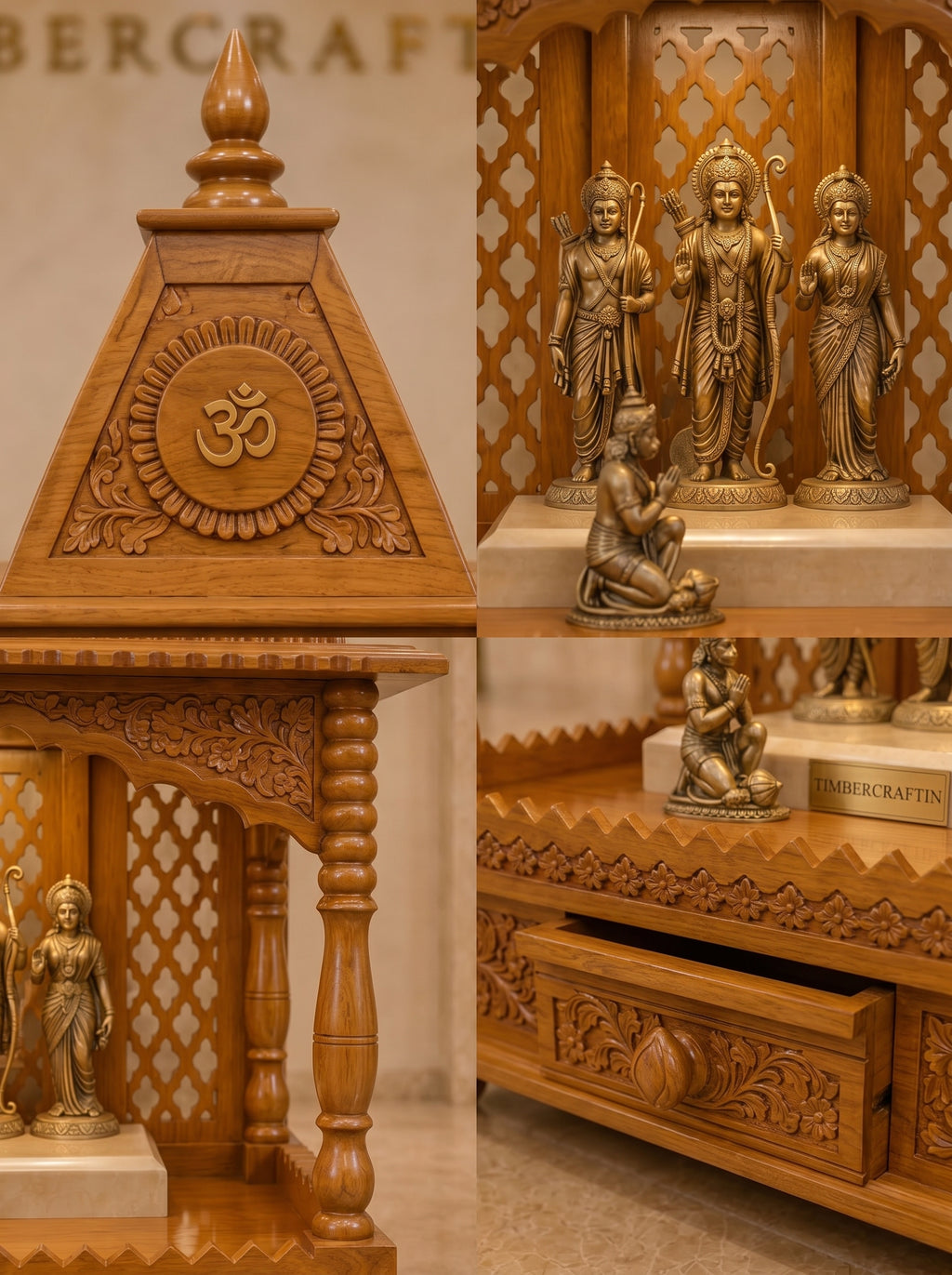 Shikhara Grande — Hand Carved Teak Wood Ram Darbar Mandir
By TIMBERCRAFTIN | Crafted in Saharanpur, India