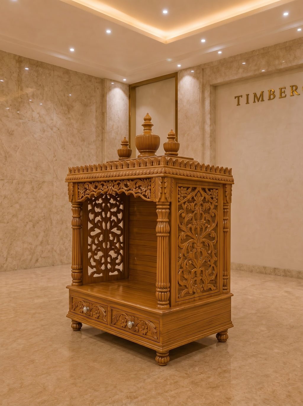 Kalash Mandir — Hand Carved Teak Wood Pooja Temple
By TIMBERCRAFTIN | Crafted in Saharanpur, India