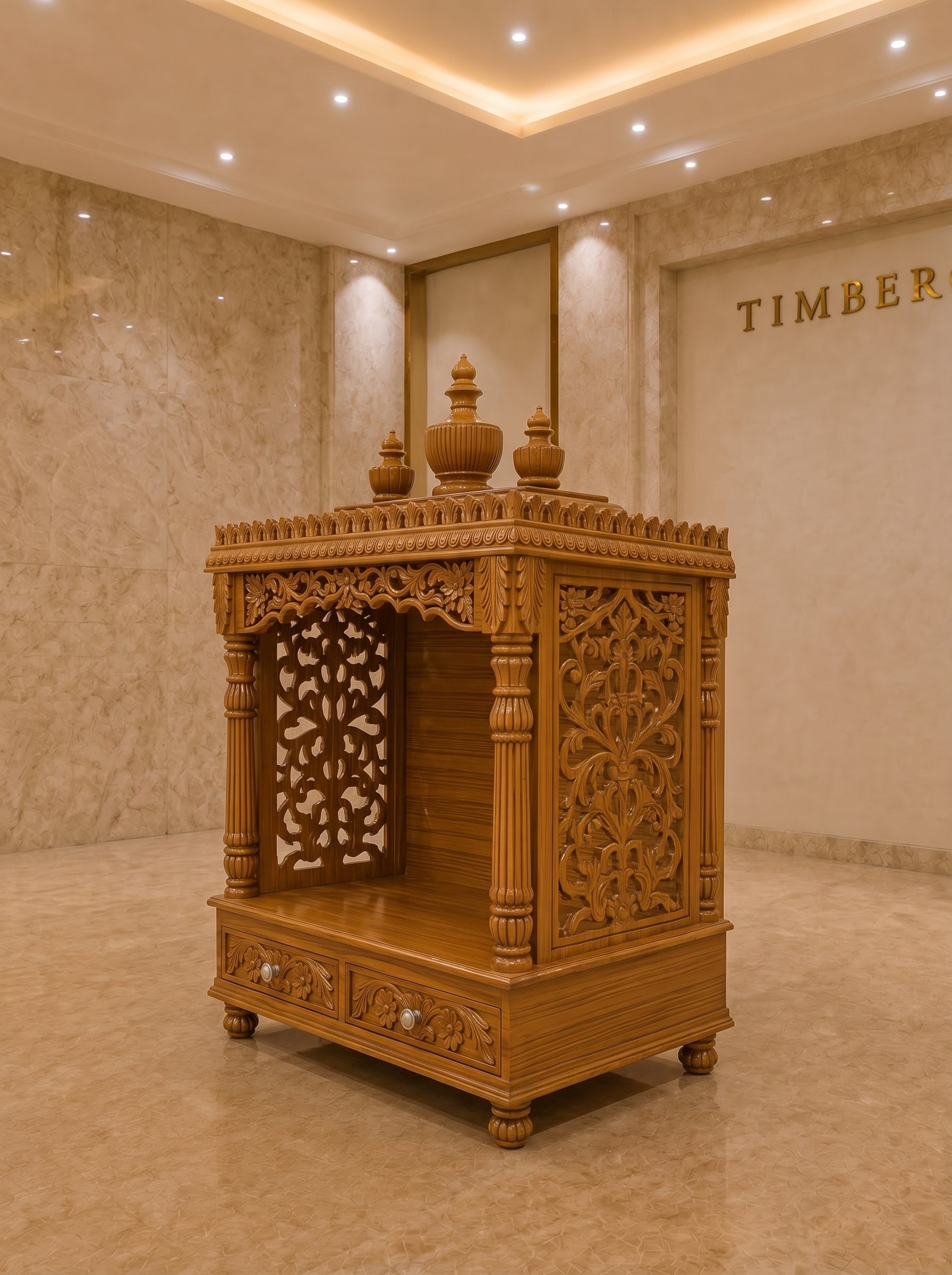 Kalash Mandir — Hand Carved Teak Wood Pooja Temple
By TIMBERCRAFTIN | Crafted in Saharanpur, India