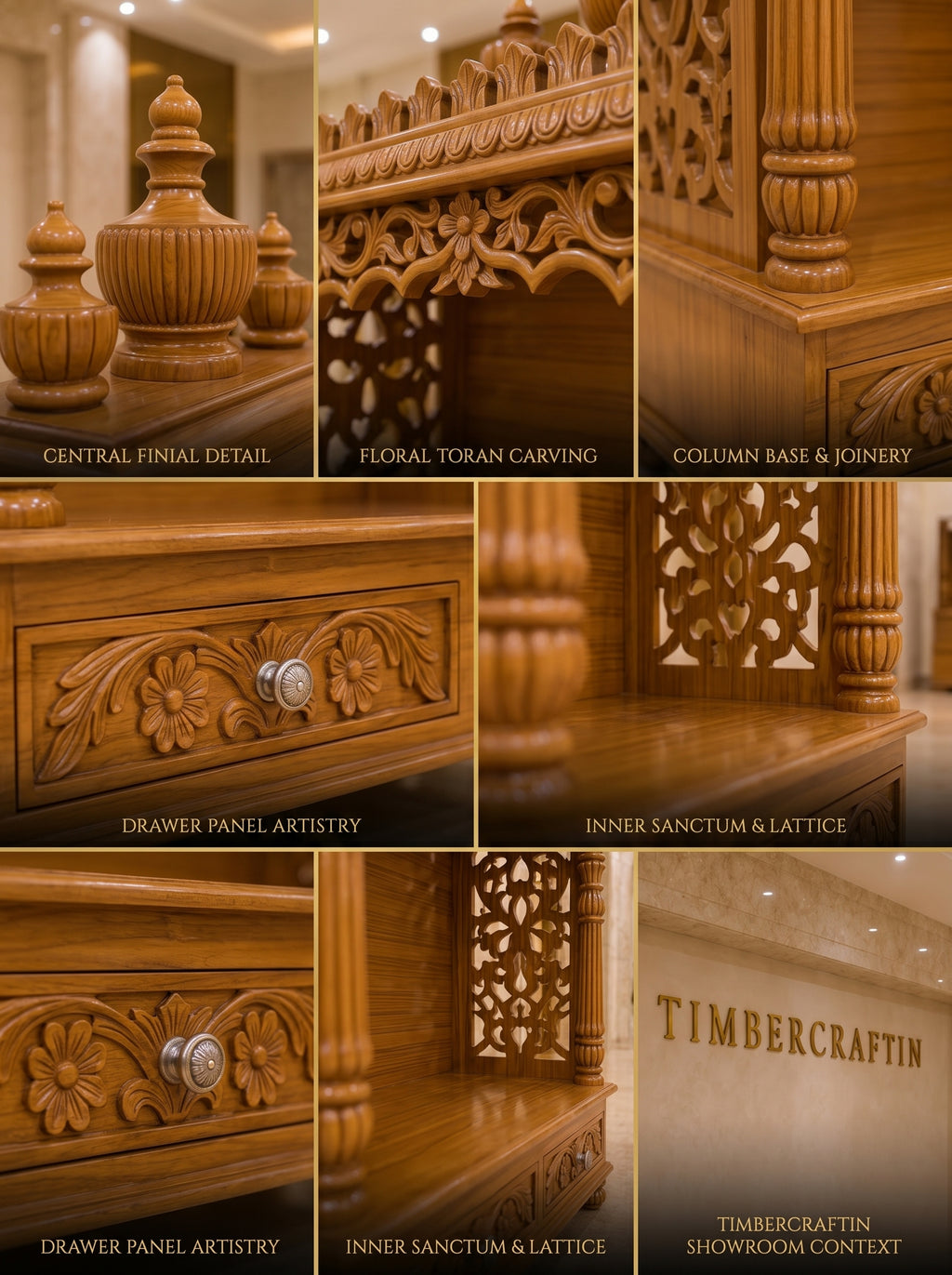 Kalash Mandir — Hand Carved Teak Wood Pooja Temple
By TIMBERCRAFTIN | Crafted in Saharanpur, India