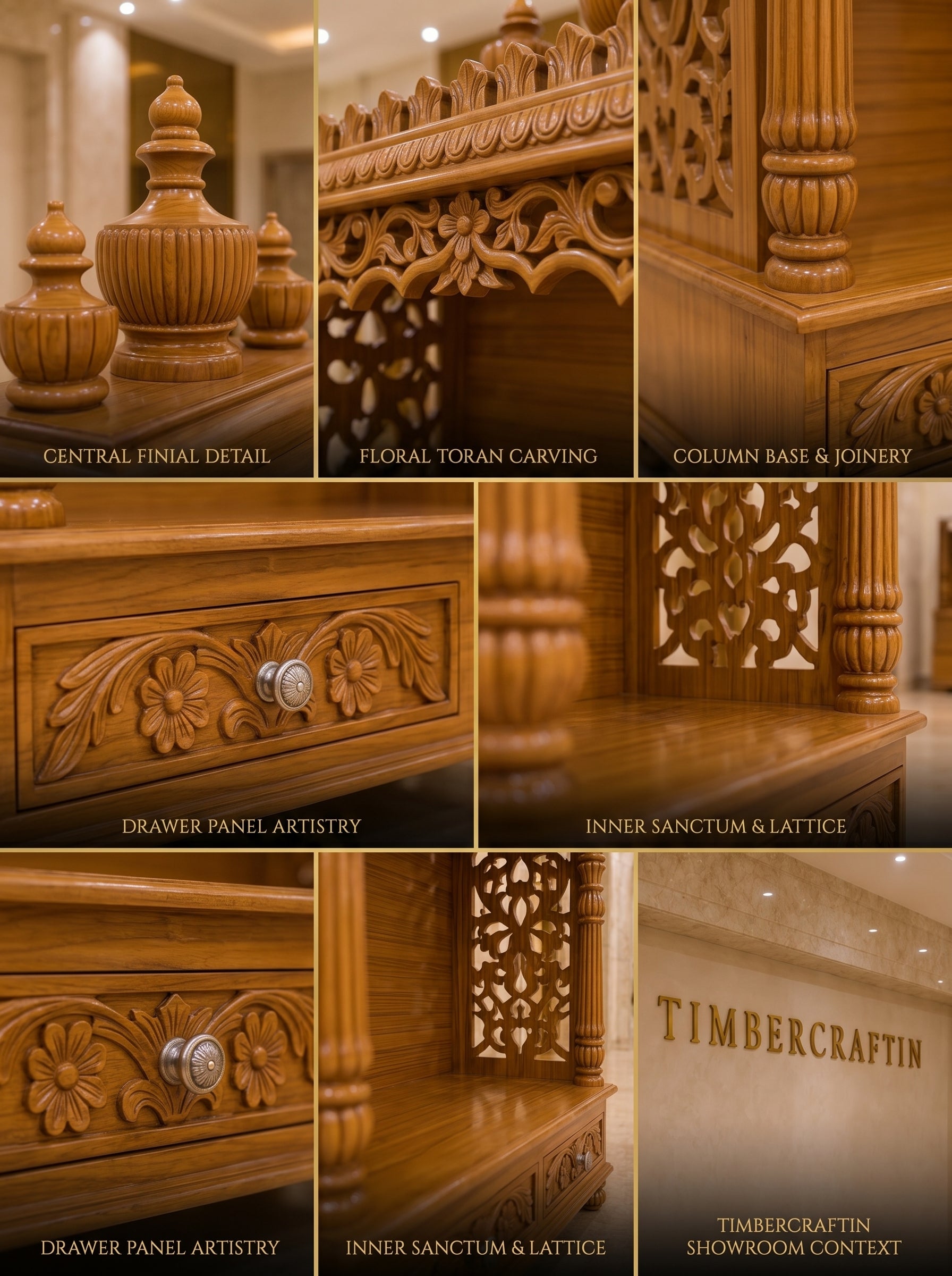 Kalash Mandir — Hand Carved Teak Wood Pooja Temple
By TIMBERCRAFTIN | Crafted in Saharanpur, India