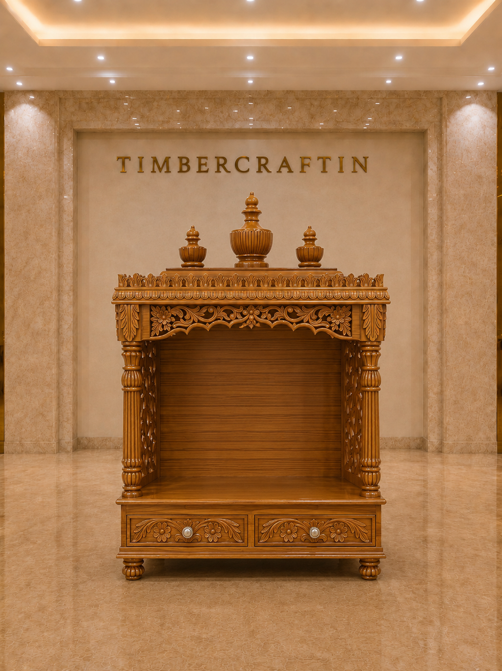Kalash Mandir — Hand Carved Teak Wood Pooja Temple
By TIMBERCRAFTIN | Crafted in Saharanpur, India