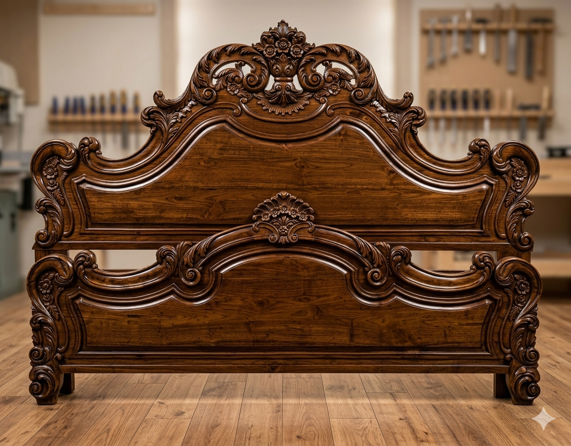 Hand Carved Pure Teak Wood Bed | Royal Wooden Bed | Saharanpur Handmade | King Queen Size | Pan India Delivery