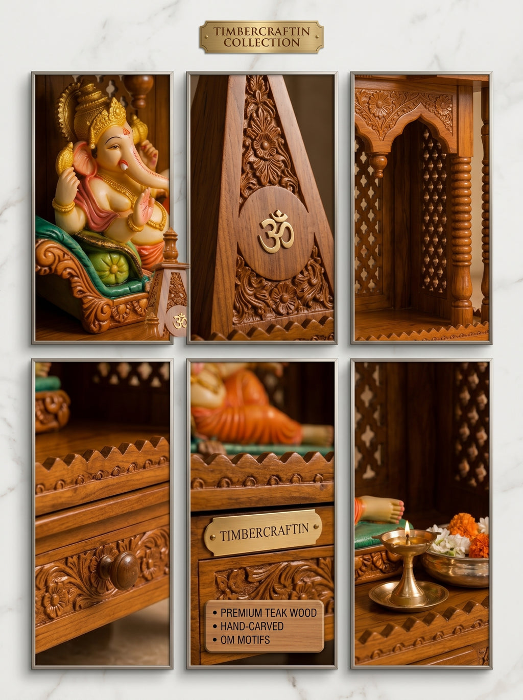 Shikhara Om Teak Wood Pooja Mandir | Saharanpur Handmade | TIMBERCRAFTIN
