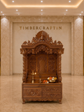 Mayur Singhaasan Teak Wood Pooja Mandir | Peacock Crown Grand Temple | Saharanpur Handmade | TIMBERCRAFTIN
