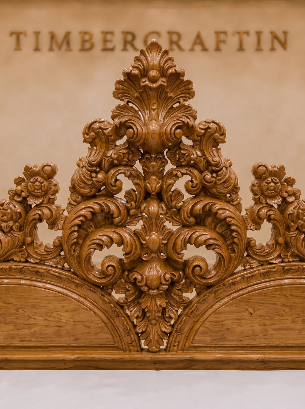 TIMBERCRAFTIN | Museum-Grade Hand-Carved Pure Teak Wood King Size Bed | 7ft+ Headboard | Heavy Baroque Carving | Zero CNC | Saharanpur | Wedding Gift | 76x80x84 inches