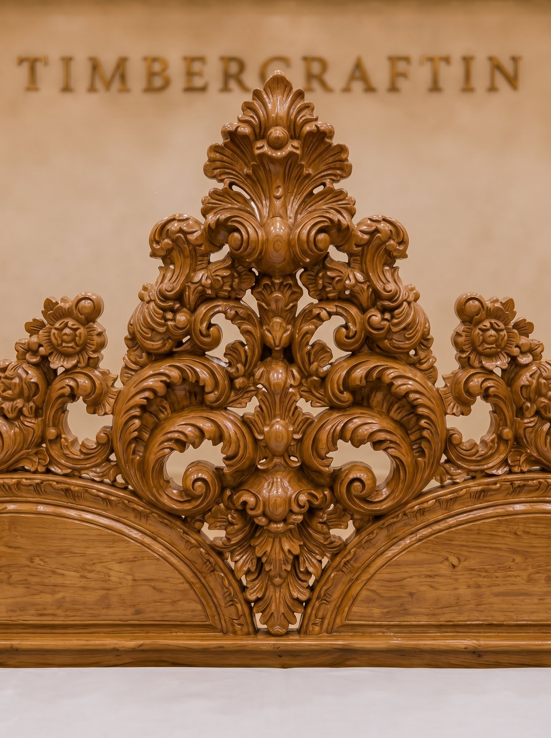 TIMBERCRAFTIN | Museum-Grade Hand-Carved Pure Teak Wood King Size Bed | 7ft+ Headboard | Heavy Baroque Carving | Zero CNC | Saharanpur | Wedding Gift | 76x80x84 inches
