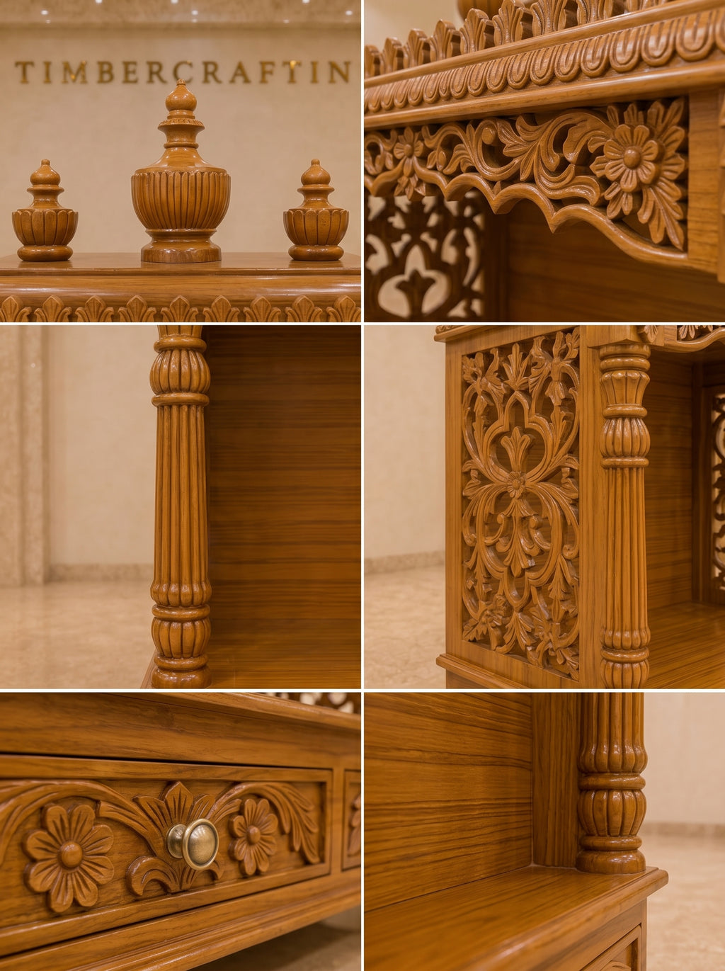 Kalash Mandir — Hand Carved Teak Wood Pooja Temple
By TIMBERCRAFTIN | Crafted in Saharanpur, India