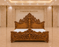 Handcrafted Pure Teak Wood King Size Bed | Royal Floral Carving | Saharanpur Wooden Furniture | Wedding Gift | 72x74x78 inches