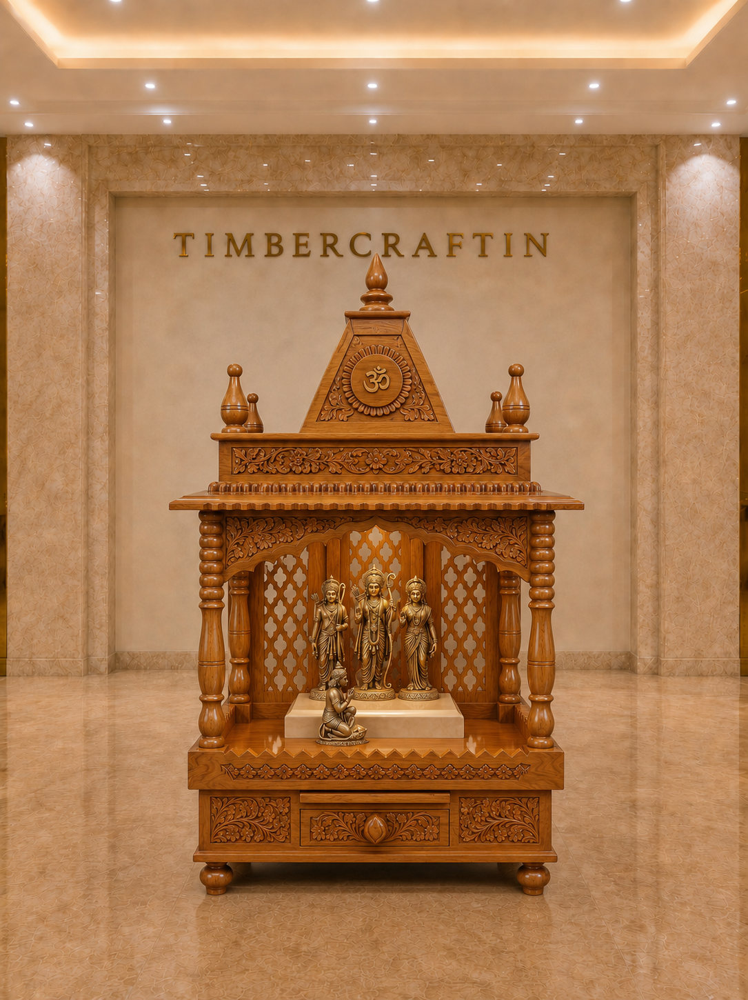 Shikhara Grande — Hand Carved Teak Wood Ram Darbar Mandir
By TIMBERCRAFTIN | Crafted in Saharanpur, India