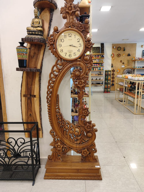Wooden floor clock, 60 Inch Carved Grandfather Clock, Vintage Home Accent