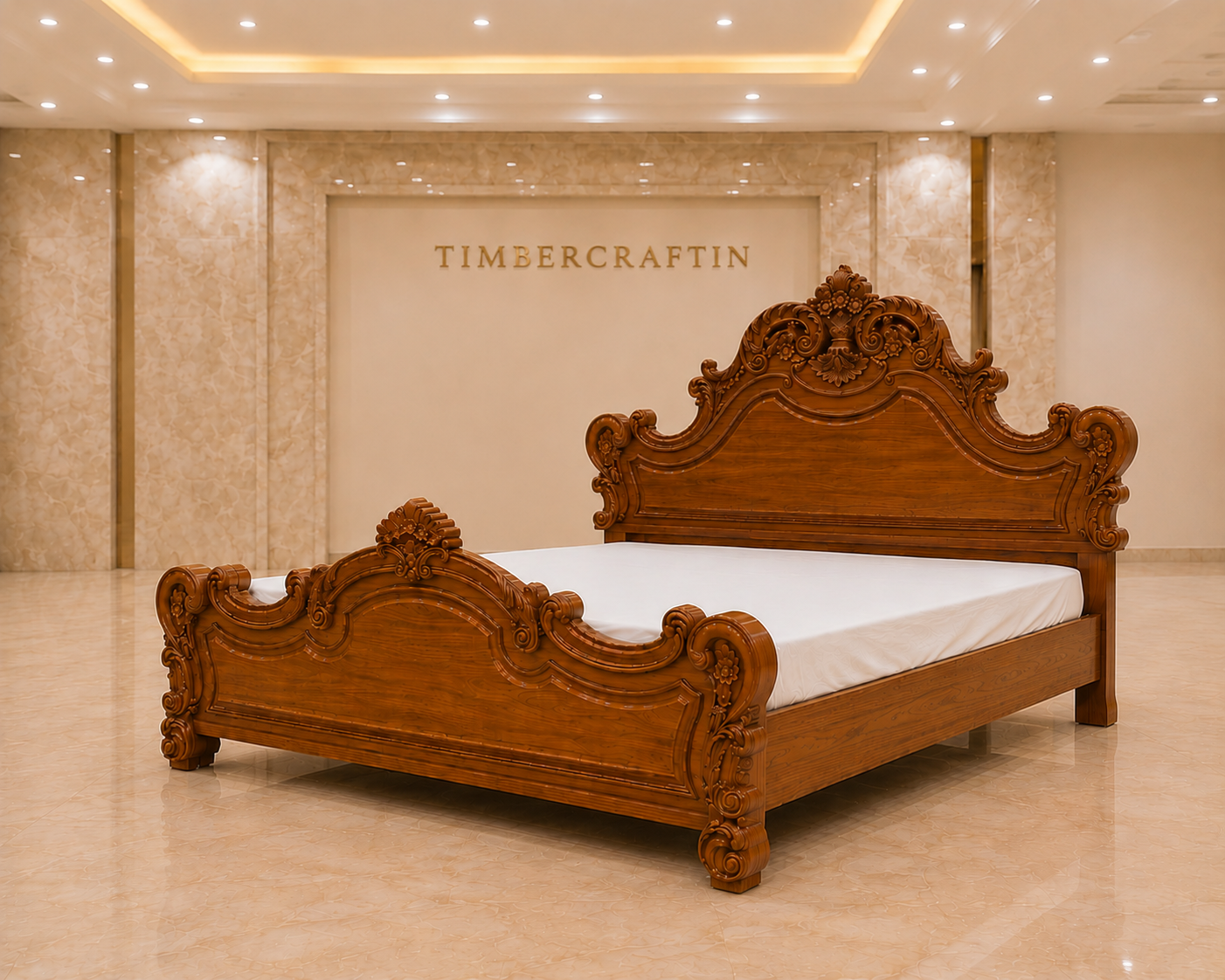 Hand Carved Pure Teak Wood Bed | Royal Wooden Bed | Saharanpur Handmade | King Queen Size | Pan India Delivery