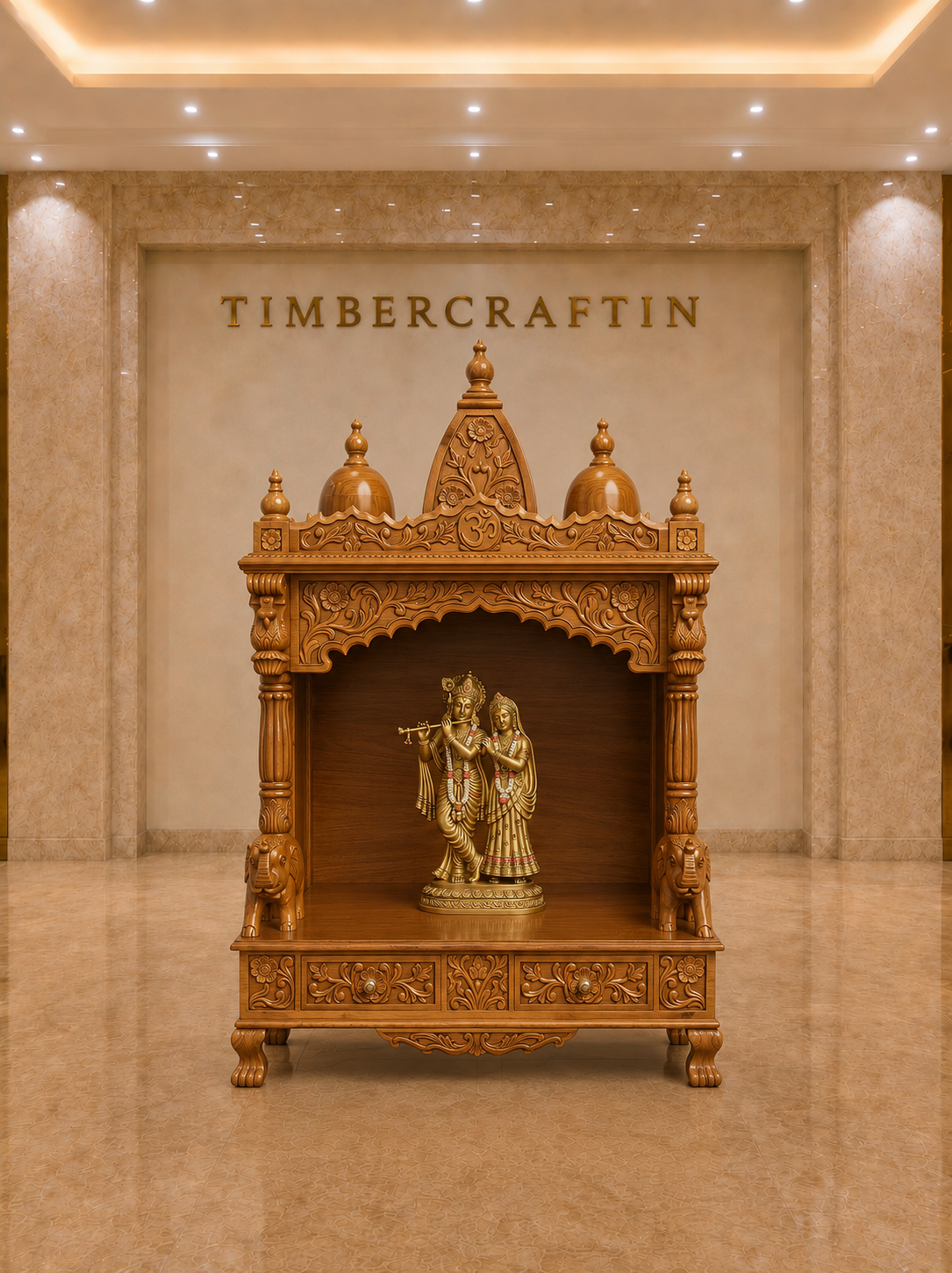 Dwarka Mahal — Hand Carved Teak Wood Radha Krishna Mandir
By TIMBERCRAFTIN | Crafted in Saharanpur, India