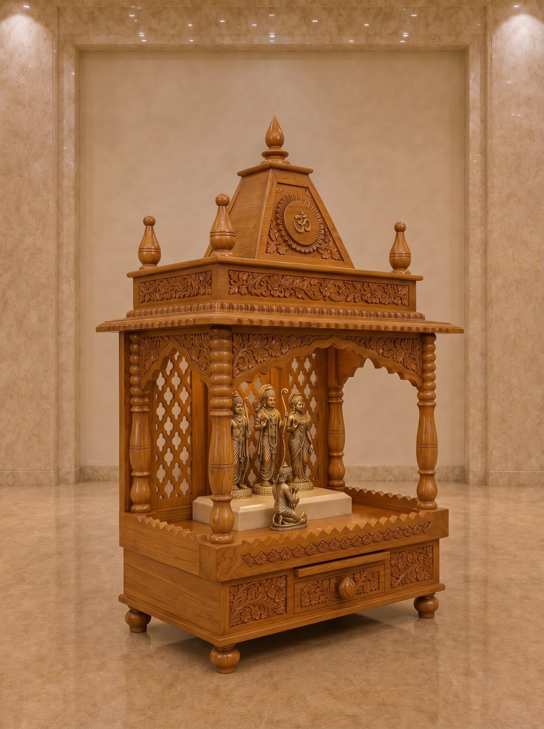 Shikhara Grande — Hand Carved Teak Wood Ram Darbar Mandir
By TIMBERCRAFTIN | Crafted in Saharanpur, India