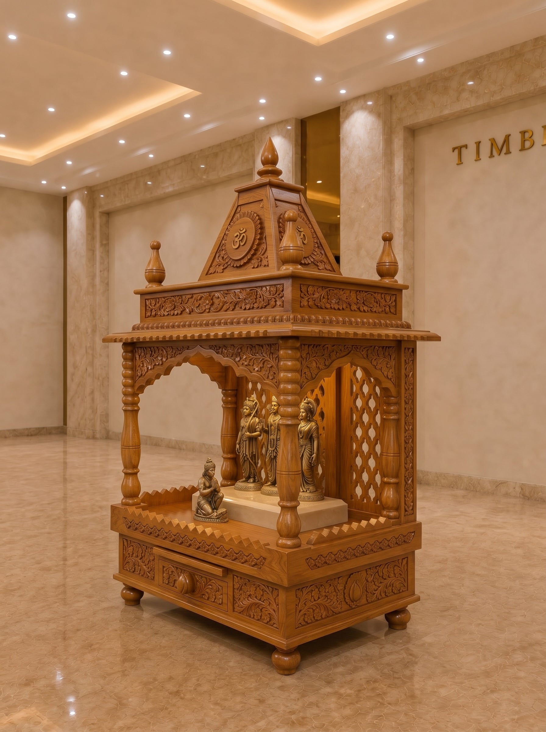 Shikhara Grande — Hand Carved Teak Wood Ram Darbar Mandir
By TIMBERCRAFTIN | Crafted in Saharanpur, India