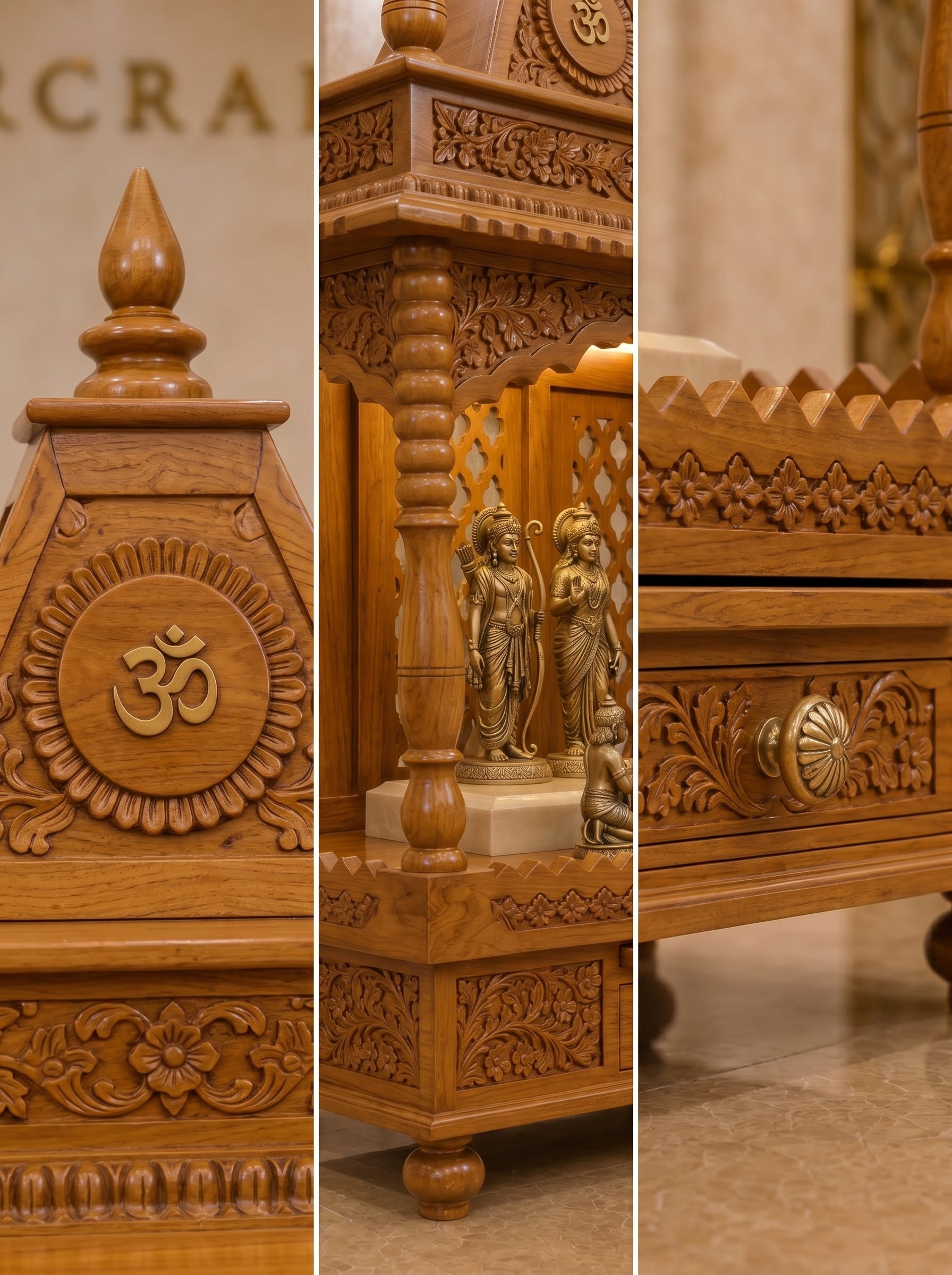 Shikhara Grande — Hand Carved Teak Wood Ram Darbar Mandir
By TIMBERCRAFTIN | Crafted in Saharanpur, India
