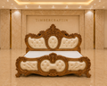 TIMBERCRAFTIN | Handcrafted Pure Teak Wood King Size Bed | Irony Crown |Rexine Tufted Headboard | Zero CNC | Saharanpur | Wedding Gift | 60x72x78 inches